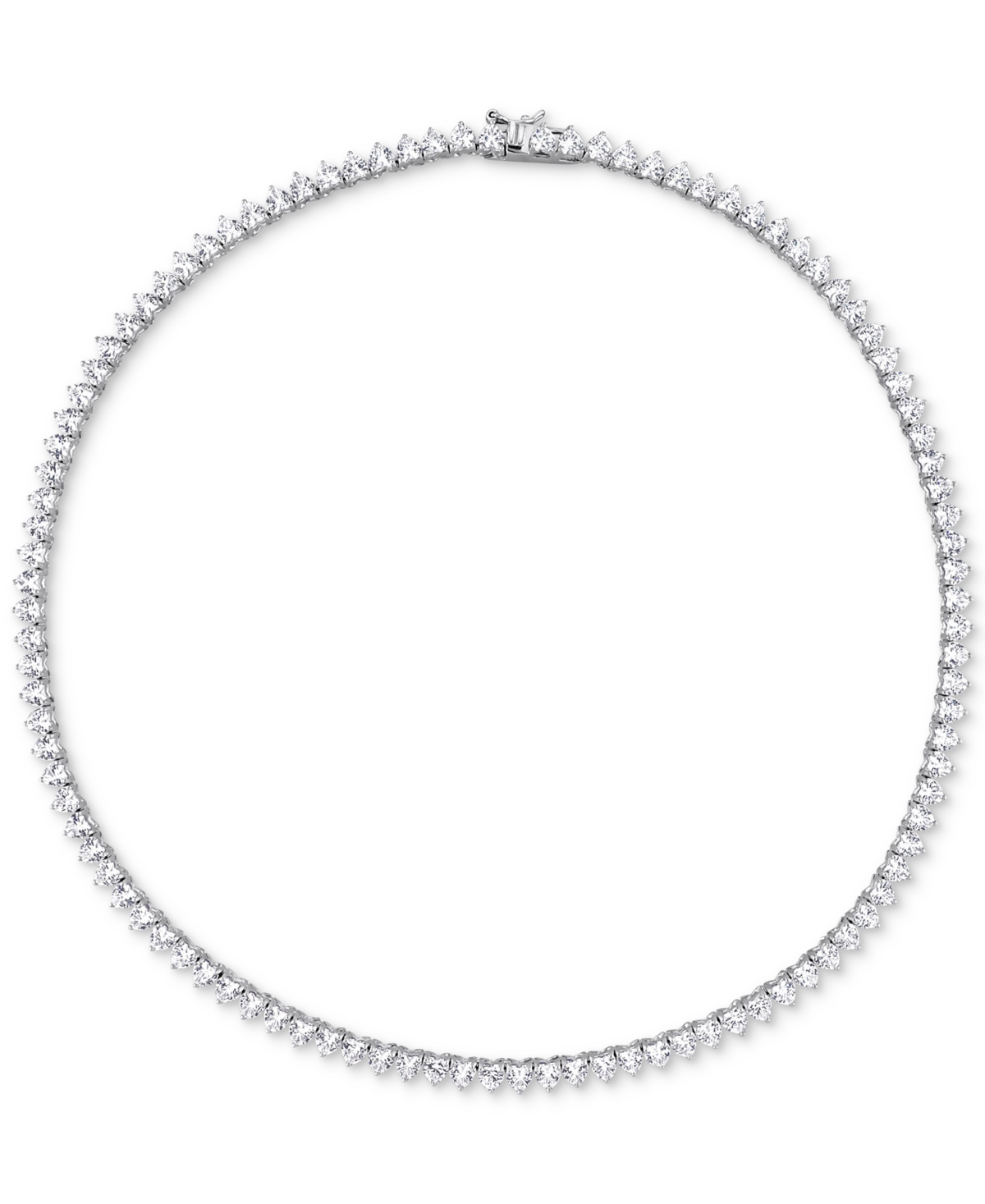 Macy's Lab-grown White Sapphire Heart 18" Tennis Necklace (31-1/5 Ct. T.w.) In Sterling Silver In White Sapphire