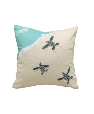 Leatherback Scurry-Embroidered Indoor Cotton Accent Throw Pillow Decor