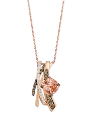 image of Le Vian Chocolatier Peach Morganite (1-3/4 ct. t.w.) and Diamond (5/8 ct. t.w.) Pendant Necklace in 14k Rose Gold, Created for Macy-s
