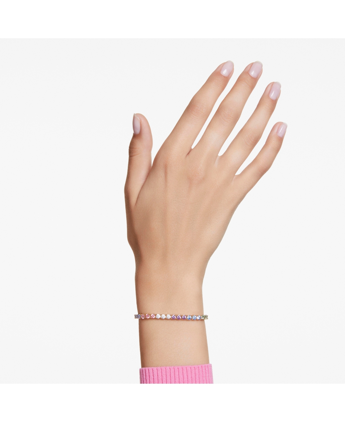 Swarovski Multicolored Round Cut Gold-tone Plated Matrix Bracelet In Gold