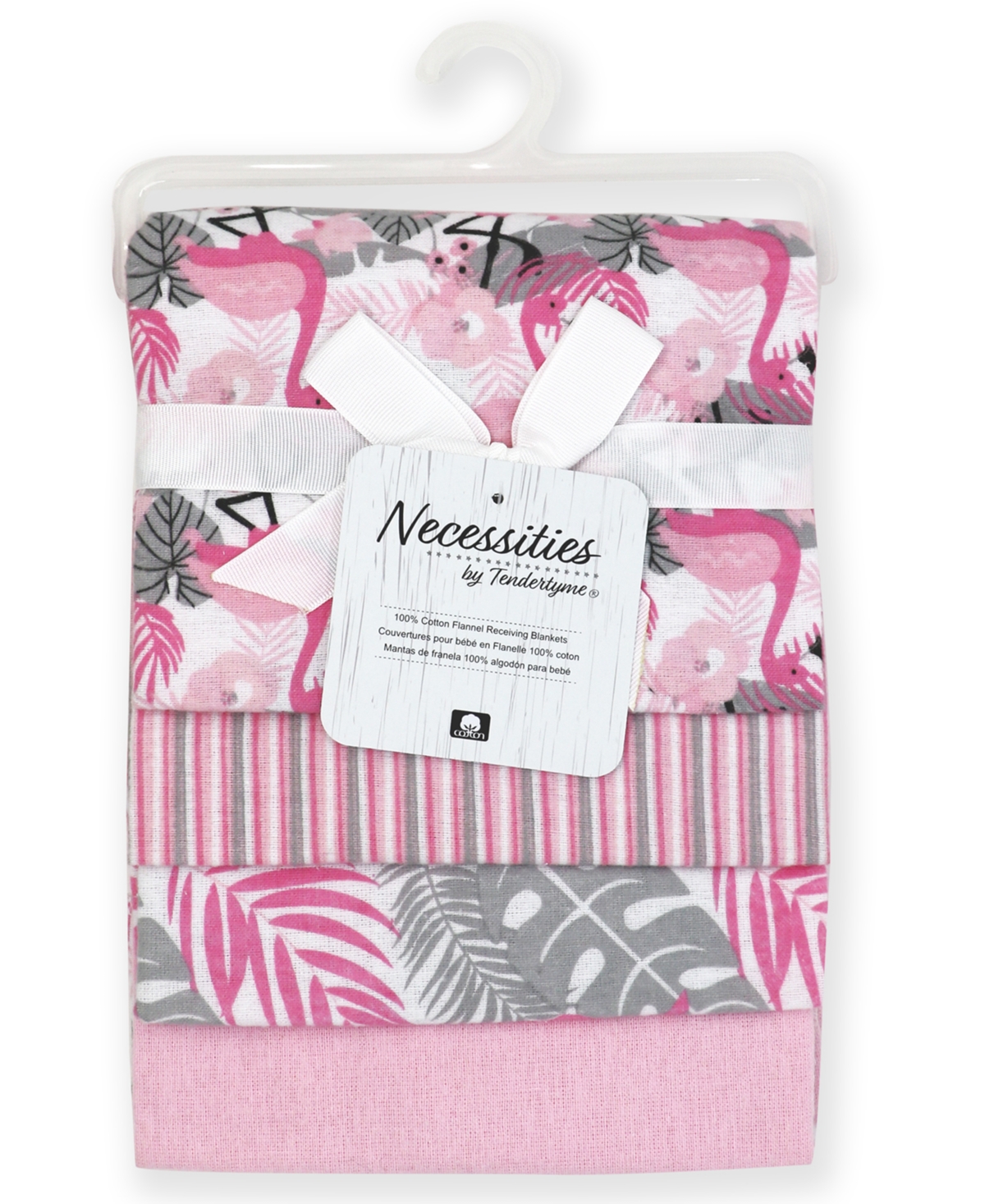 Shop Baby Mode Tendertyme Baby Girls Tropical Islands Baby Blankets, 5 Piece Gift Set In Pink