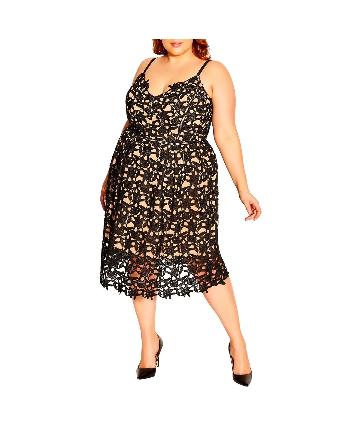 City Chic Women's So Fancy Dress - Black  beige