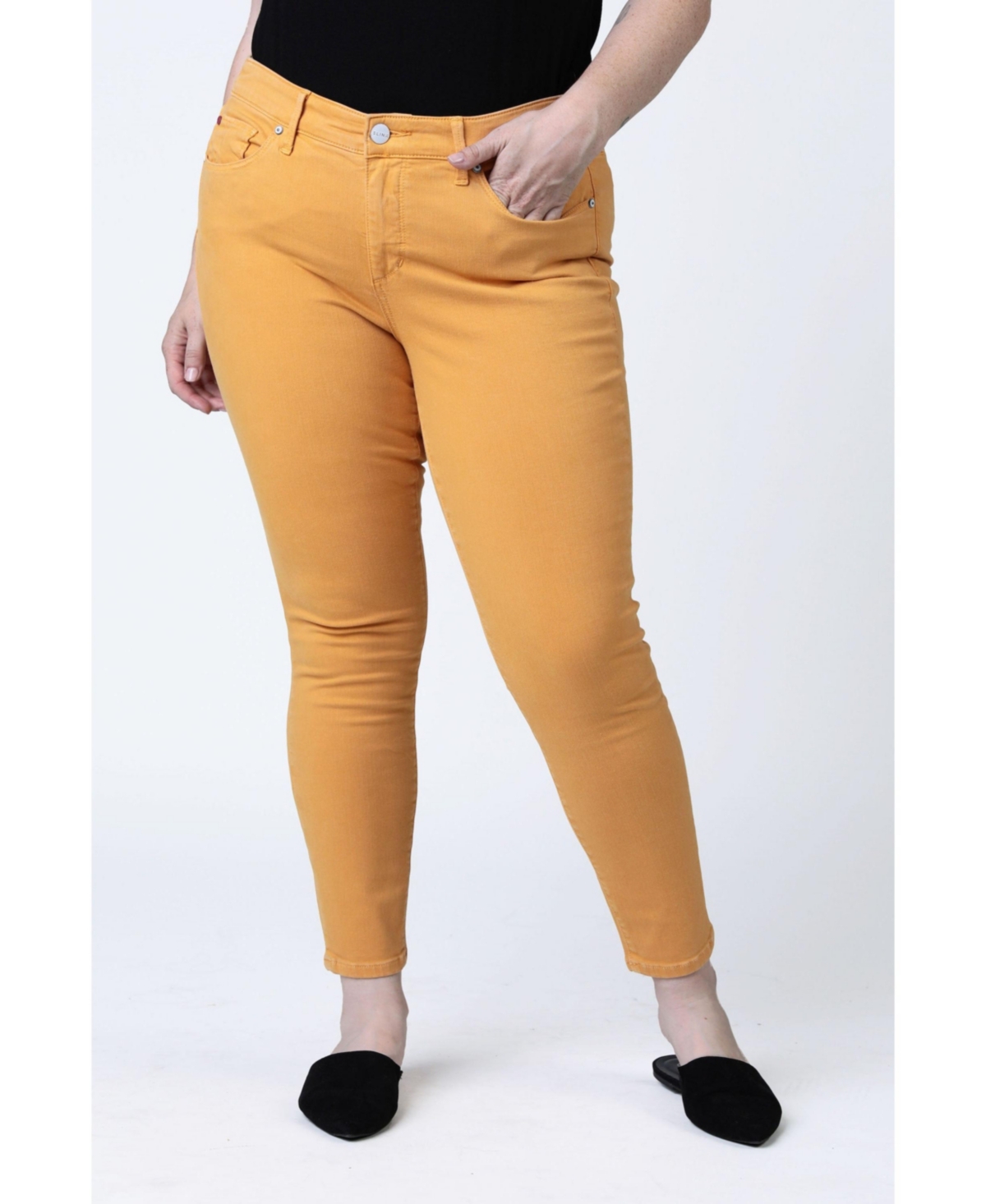 Plus Size Color Mid Rise Ankle Skinny pants - Clementine