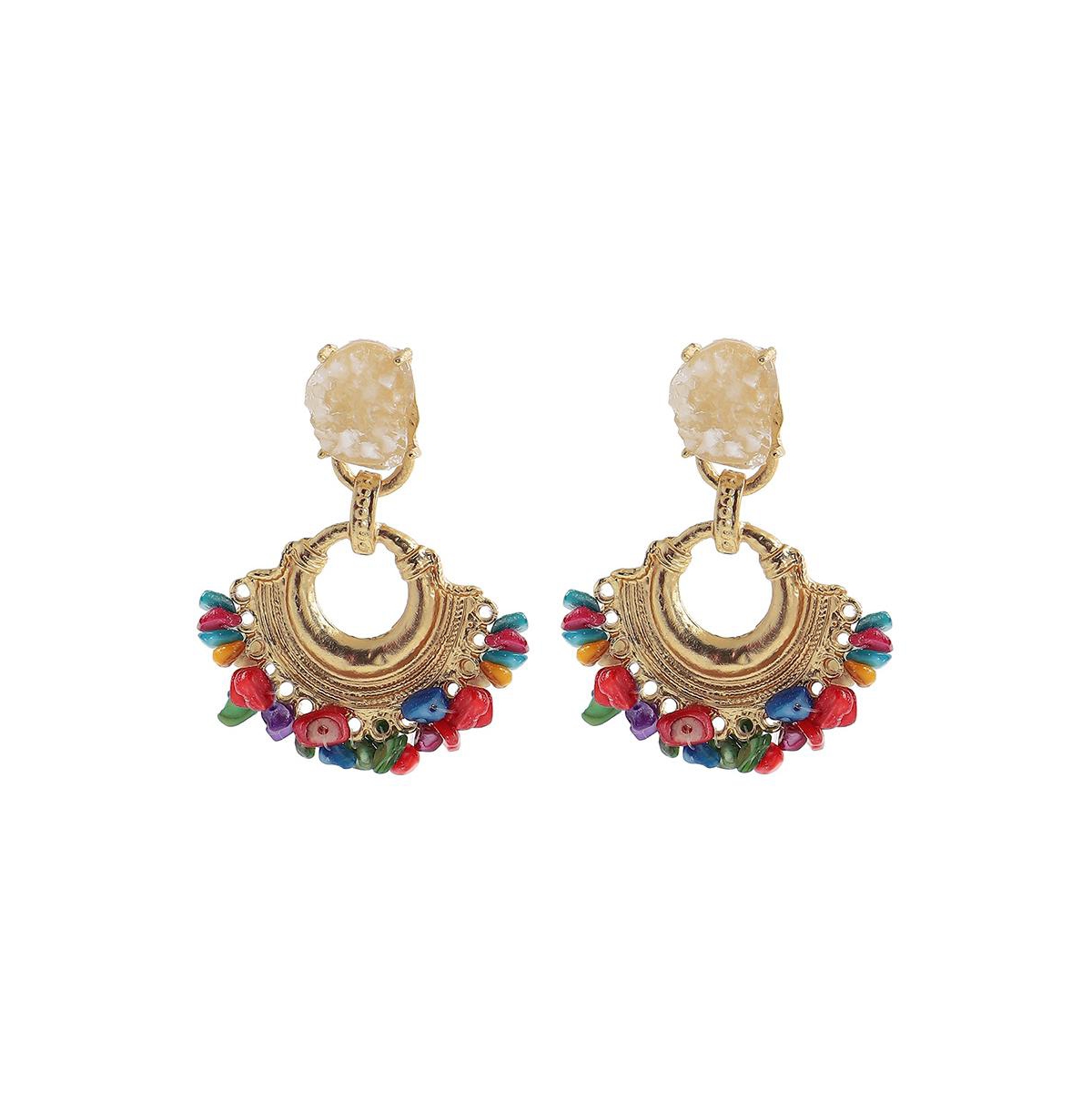 Shop Sohi Women's Multicolor Cluster Stone Drop Earrings