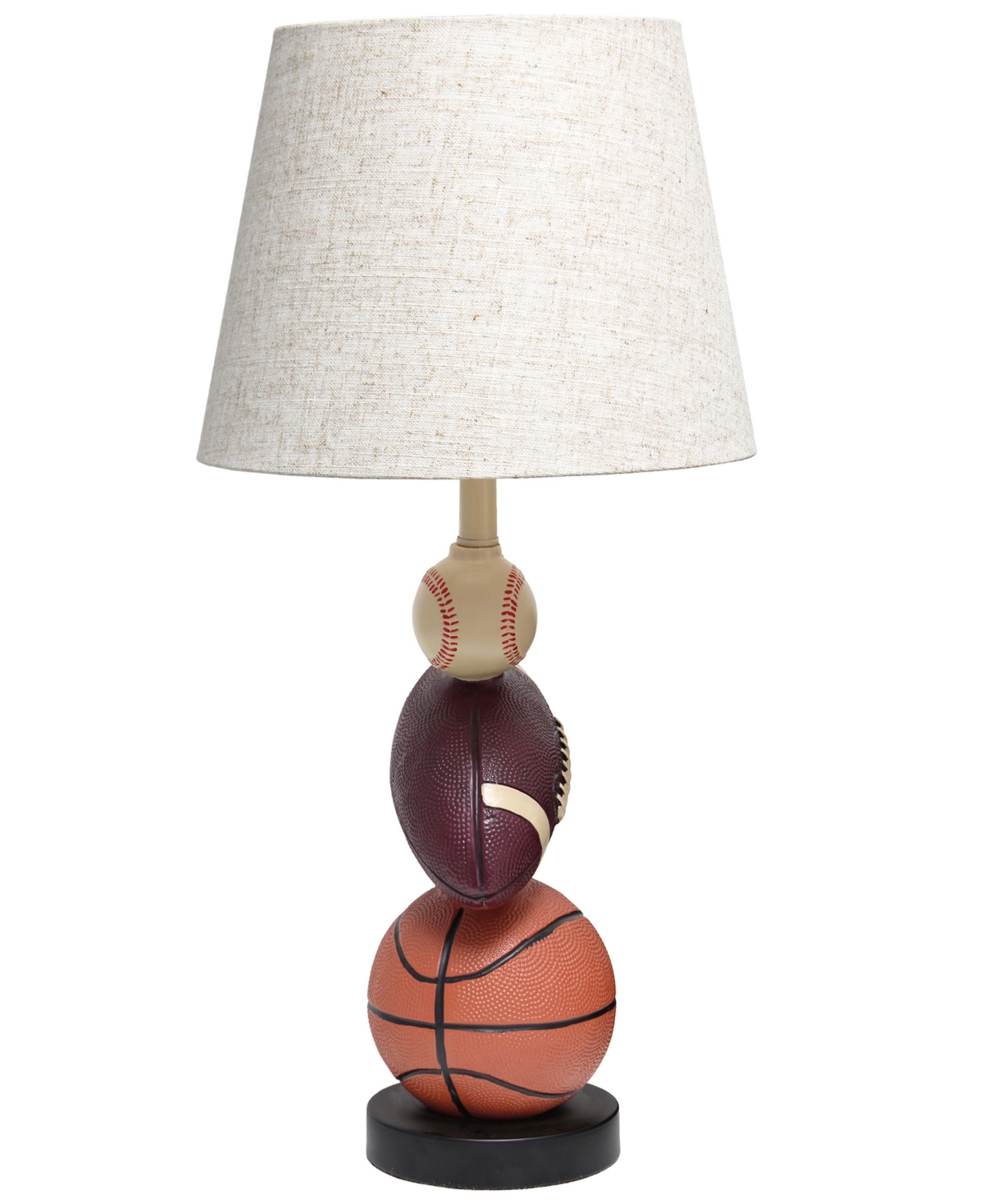 Simple Designs Sportslite 22" Tall Popular Sports Combo Basketball, Baseball, Football Polyresin Table Desk Lamp In Multi