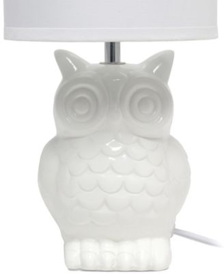 12.8" Tall Contemporary Ceramic Owl Bedside Table Desk Lamp with Matching Fabric Shade 