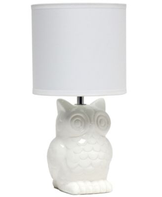 12.8" Tall Contemporary Ceramic Owl Bedside Table Desk Lamp with Matching Fabric Shade 