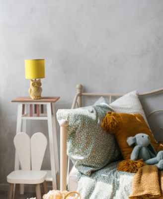 12.8" Tall Contemporary Ceramic Owl Bedside Table Desk Lamp with Matching Fabric Shade 