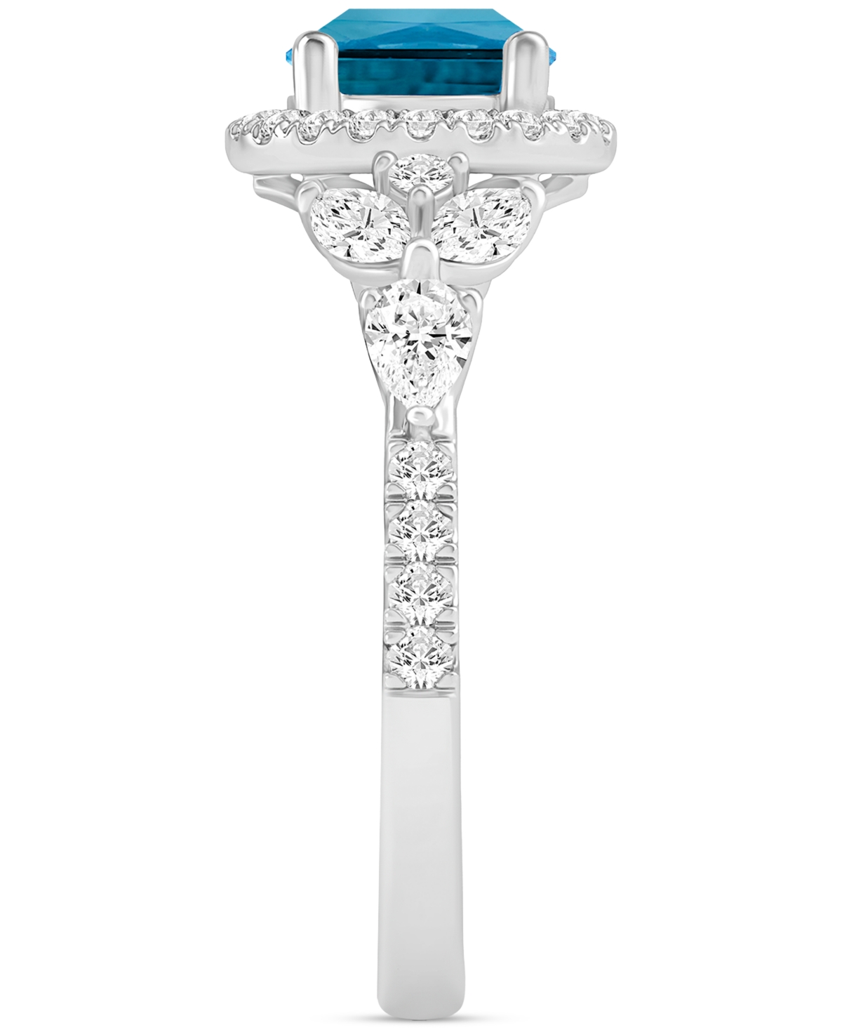 (1 ct. t.w.) & Diamond (1 ct. t.w.) Bridal Set in 14k White Gold - Swiss Blue Topaz