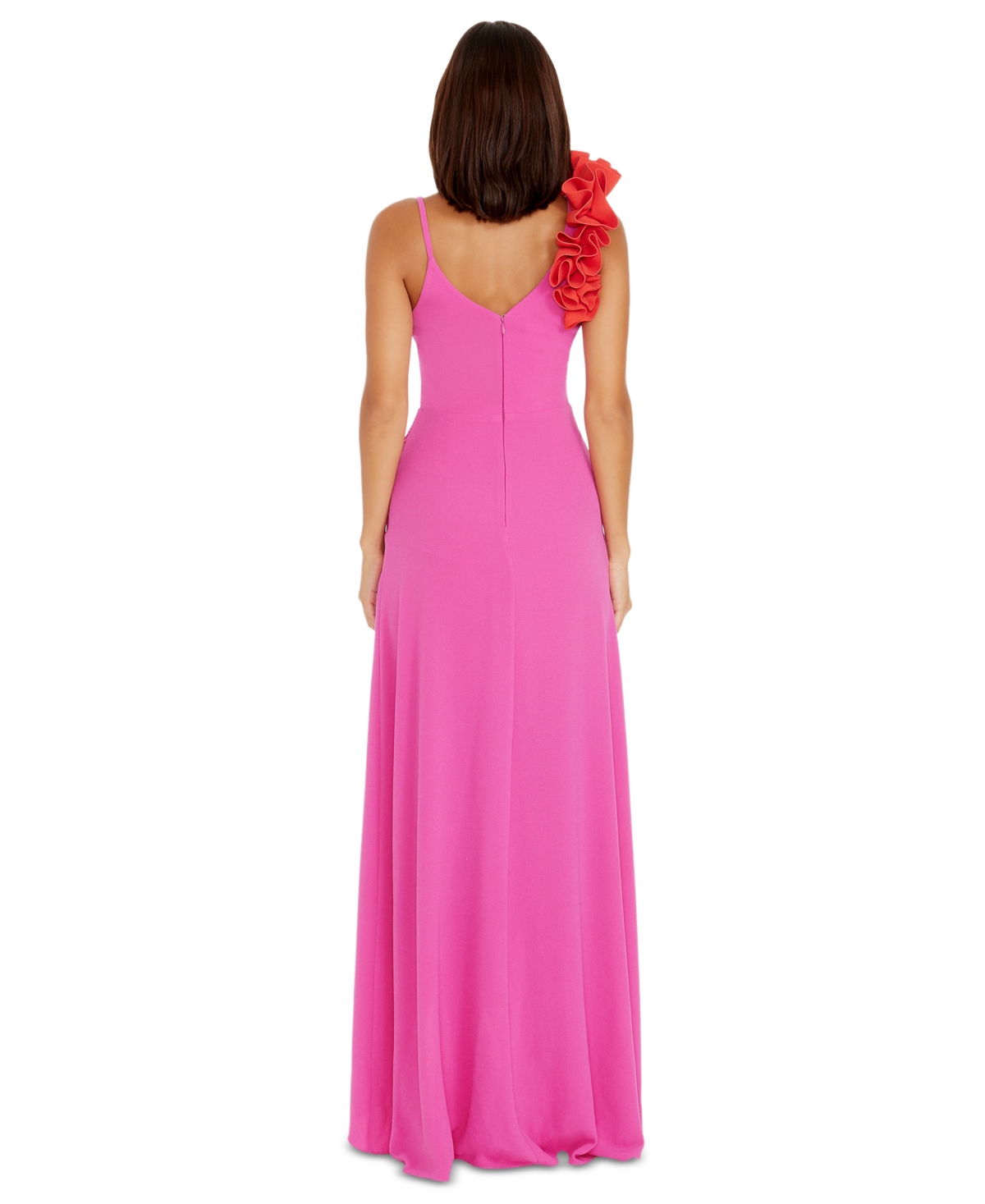Dress the Population Women's Camelia Ruffled A-Line Maxi Dress - Bright Fuchshia-Poppy