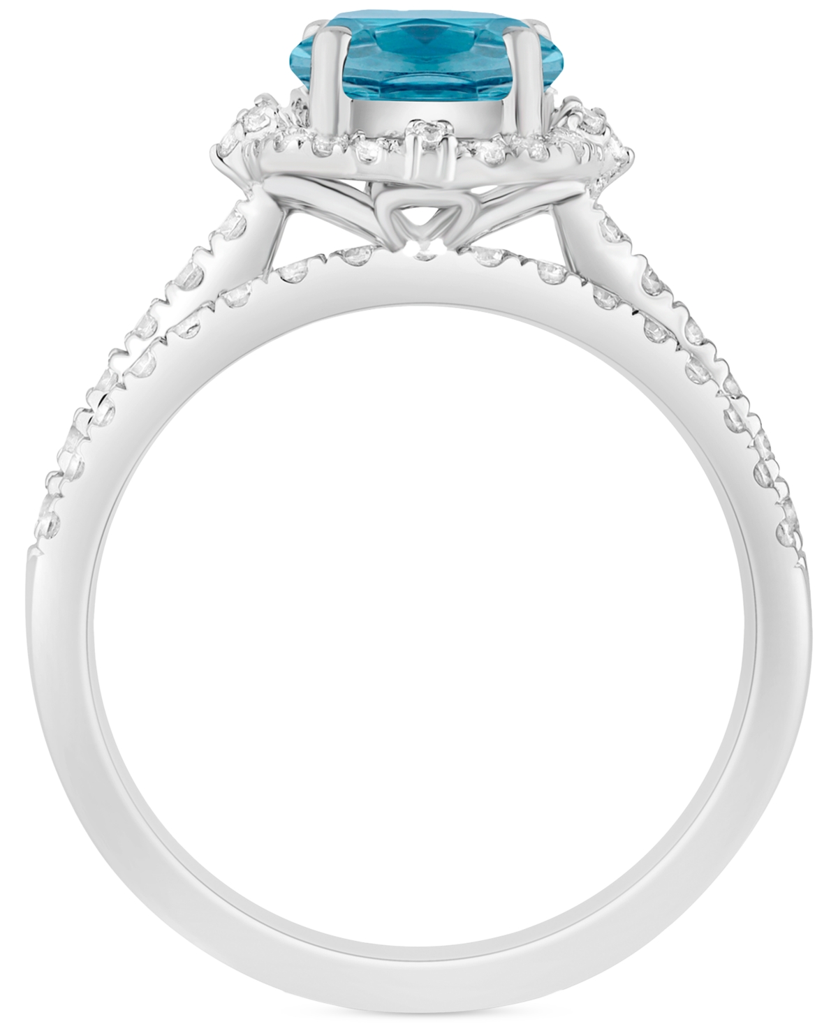 (2-1/8 ct. t.w.) & Diamond (1/2 ct. t.w.) Halo Bridal Set in 14k White Gold - Swiss Blue Topaz
