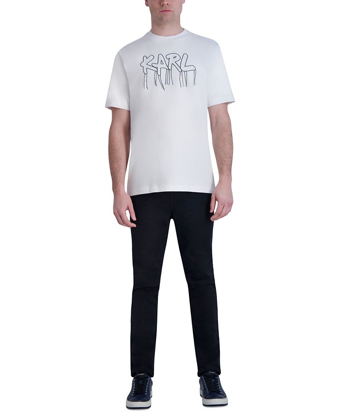 KARL LAGERFELD PARIS Men's Slim-Fit Fringe-Trimmed Logo Graphic T-Shirt ...