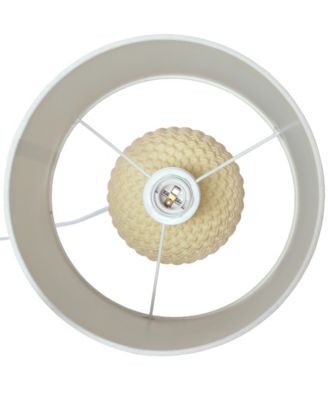 20.4" Tall Traditional Ceramic Purled Texture Bedside Table Desk Lamp with White Fabric Drum Shade