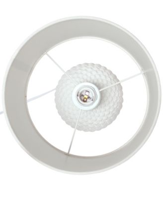 20.4" Tall Traditional Ceramic Purled Texture Bedside Table Desk Lamp with White Fabric Drum Shade