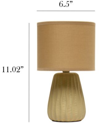 11.02" Traditional Mini Modern Ceramic Texture Pastel Accent Bedside Table Desk Lamp with Matching Fabric Shade 