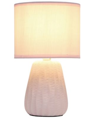 11.02" Traditional Mini Modern Ceramic Texture Pastel Accent Bedside Table Desk Lamp with Matching Fabric Shade 