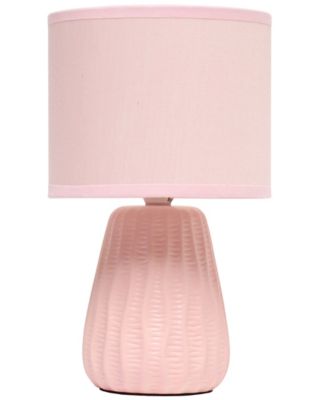 11.02" Traditional Mini Modern Ceramic Texture Pastel Accent Bedside Table Desk Lamp with Matching Fabric Shade 