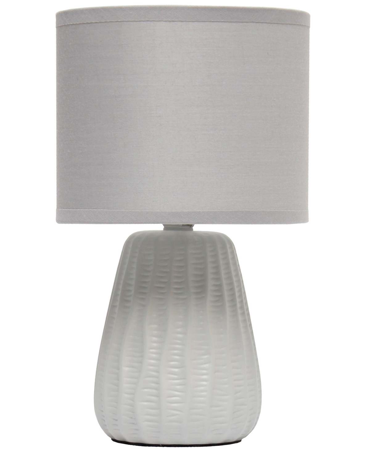Simple Designs 11.02" Traditional Mini Modern Ceramic Texture Pastel Accent Bedside Table Desk Lamp With Matching F In Off White