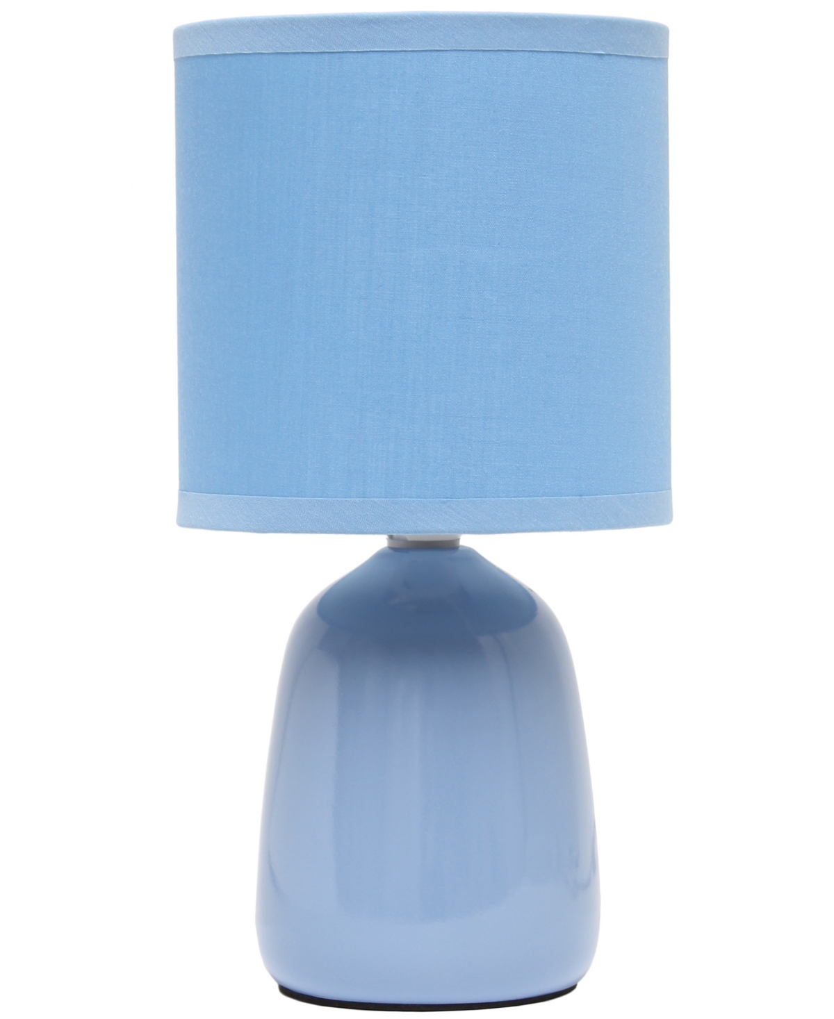 Shop Simple Designs 10.04" Tall Traditional Ceramic Thimble Base Bedside Table Desk Lamp With Matching Fabric Shade In Sky Blue
