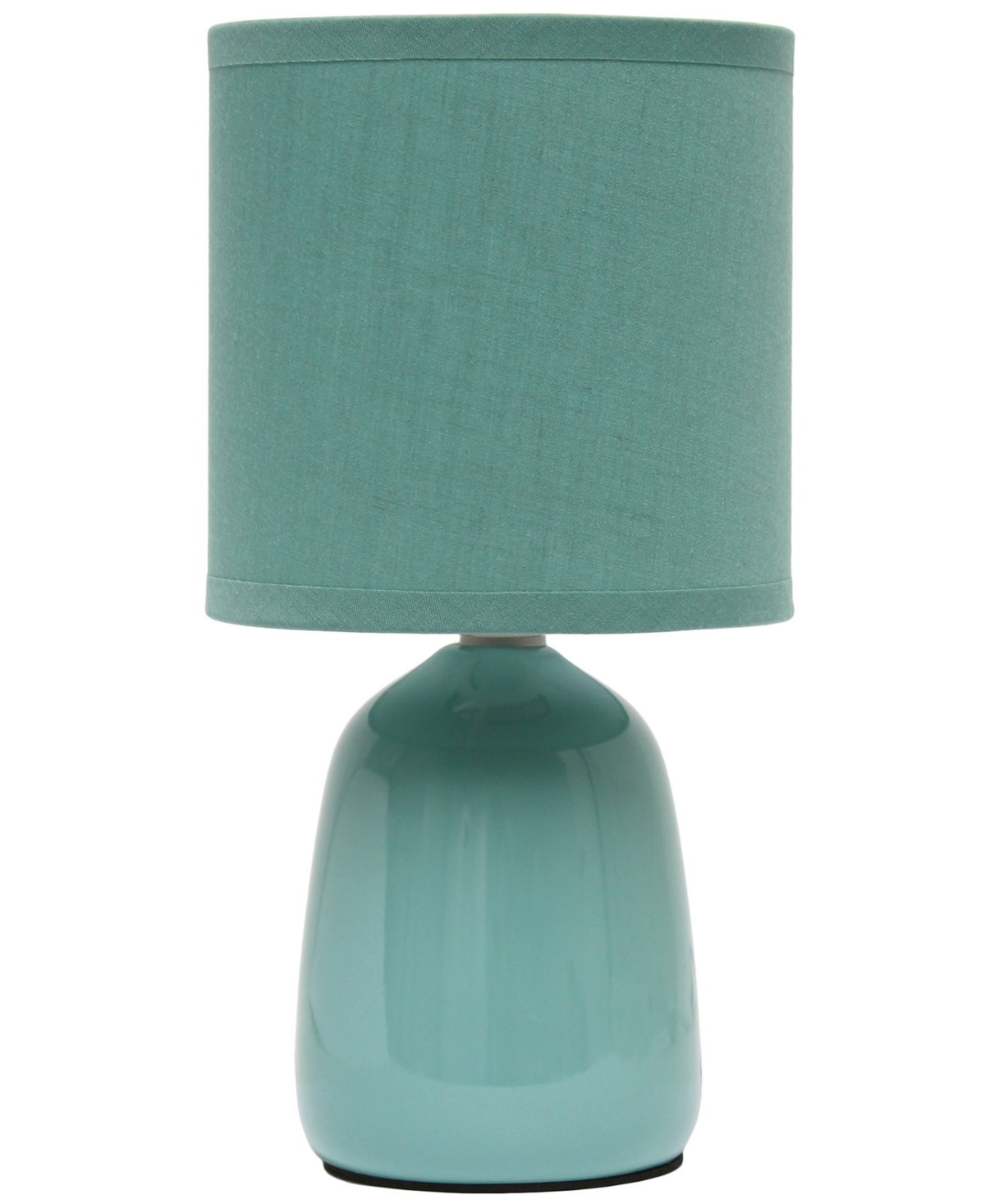 Shop Simple Designs 10.04" Tall Traditional Ceramic Thimble Base Bedside Table Desk Lamp With Matching Fabric Shade In Seafoam Green