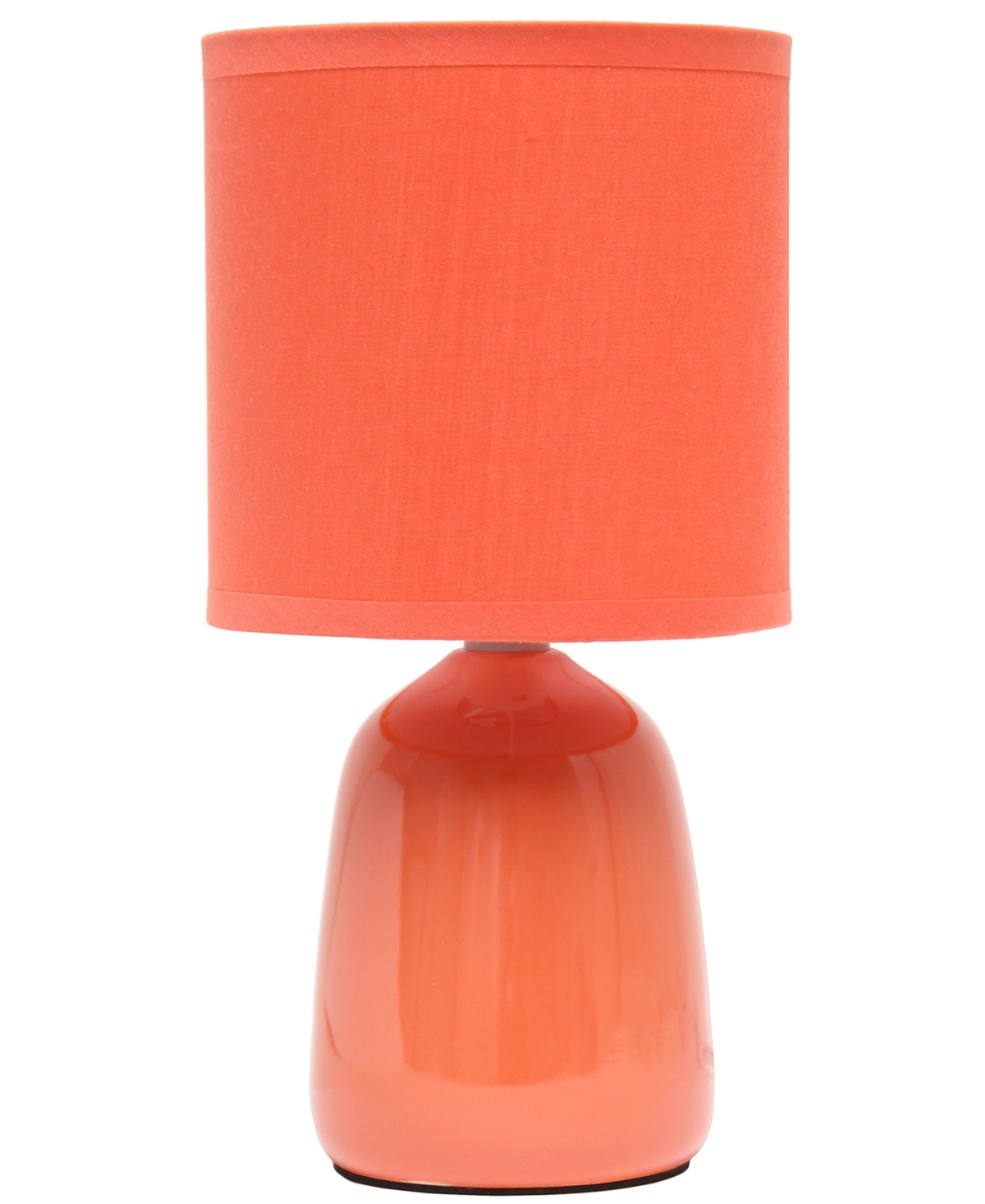 Shop Simple Designs 10.04" Tall Traditional Ceramic Thimble Base Bedside Table Desk Lamp With Matching Fabric Shade In Orange