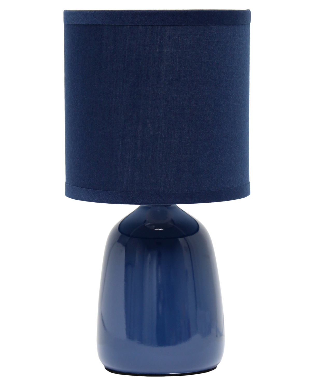 Shop Simple Designs 10.04" Tall Traditional Ceramic Thimble Base Bedside Table Desk Lamp With Matching Fabric Shade In Navy Blue