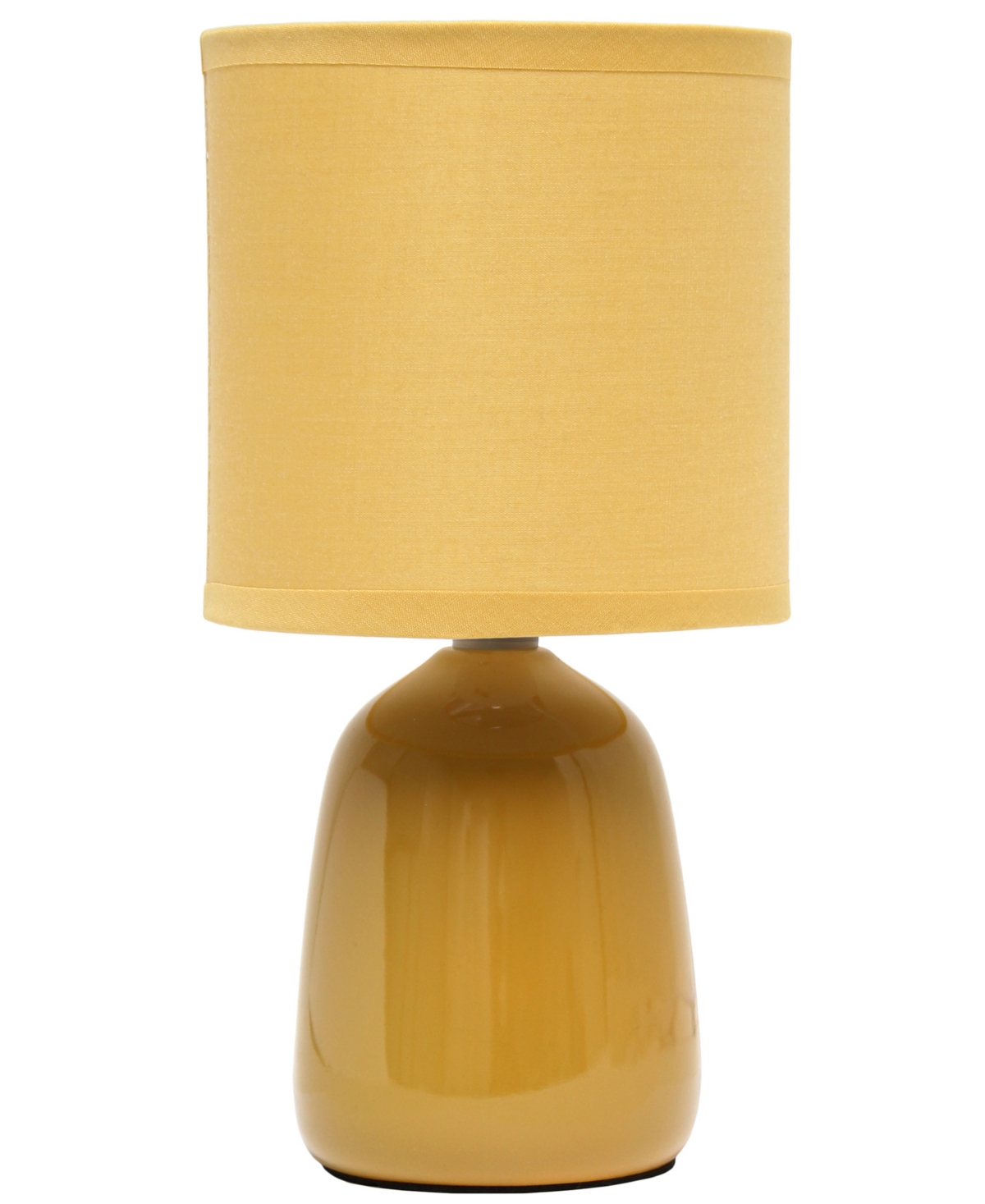 Shop Simple Designs 10.04" Tall Traditional Ceramic Thimble Base Bedside Table Desk Lamp With Matching Fabric Shade In Mustard Yellow
