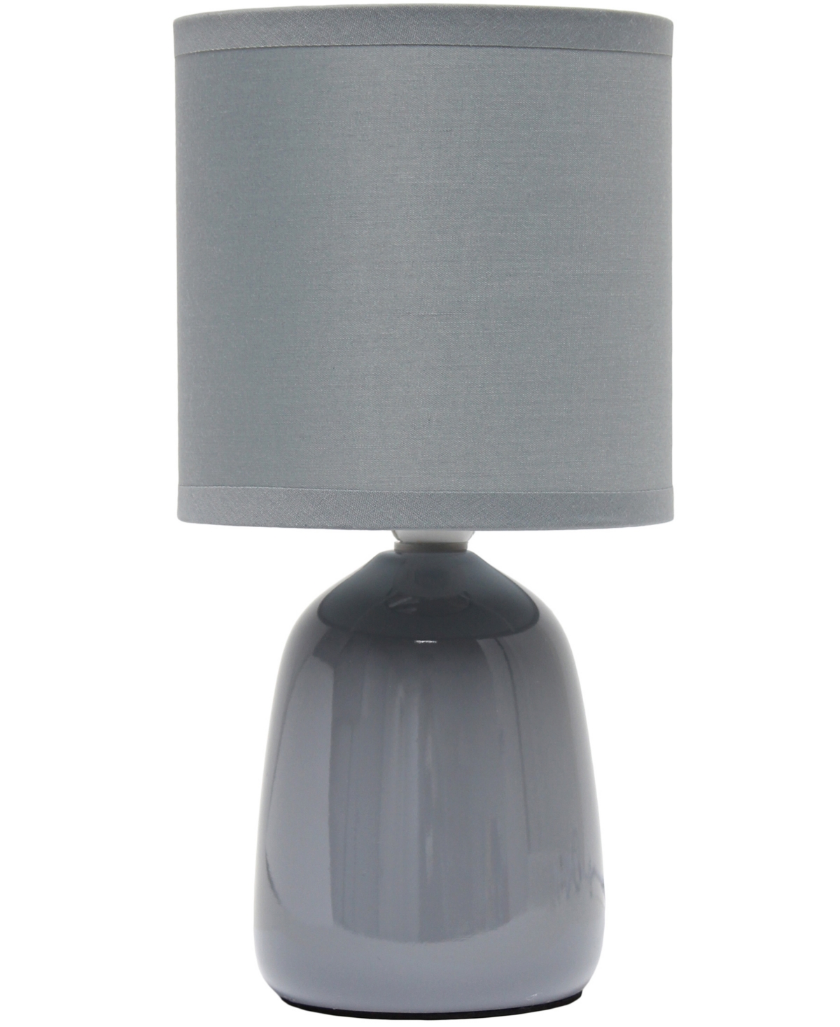 Shop Simple Designs 10.04" Tall Traditional Ceramic Thimble Base Bedside Table Desk Lamp With Matching Fabric Shade In Gray