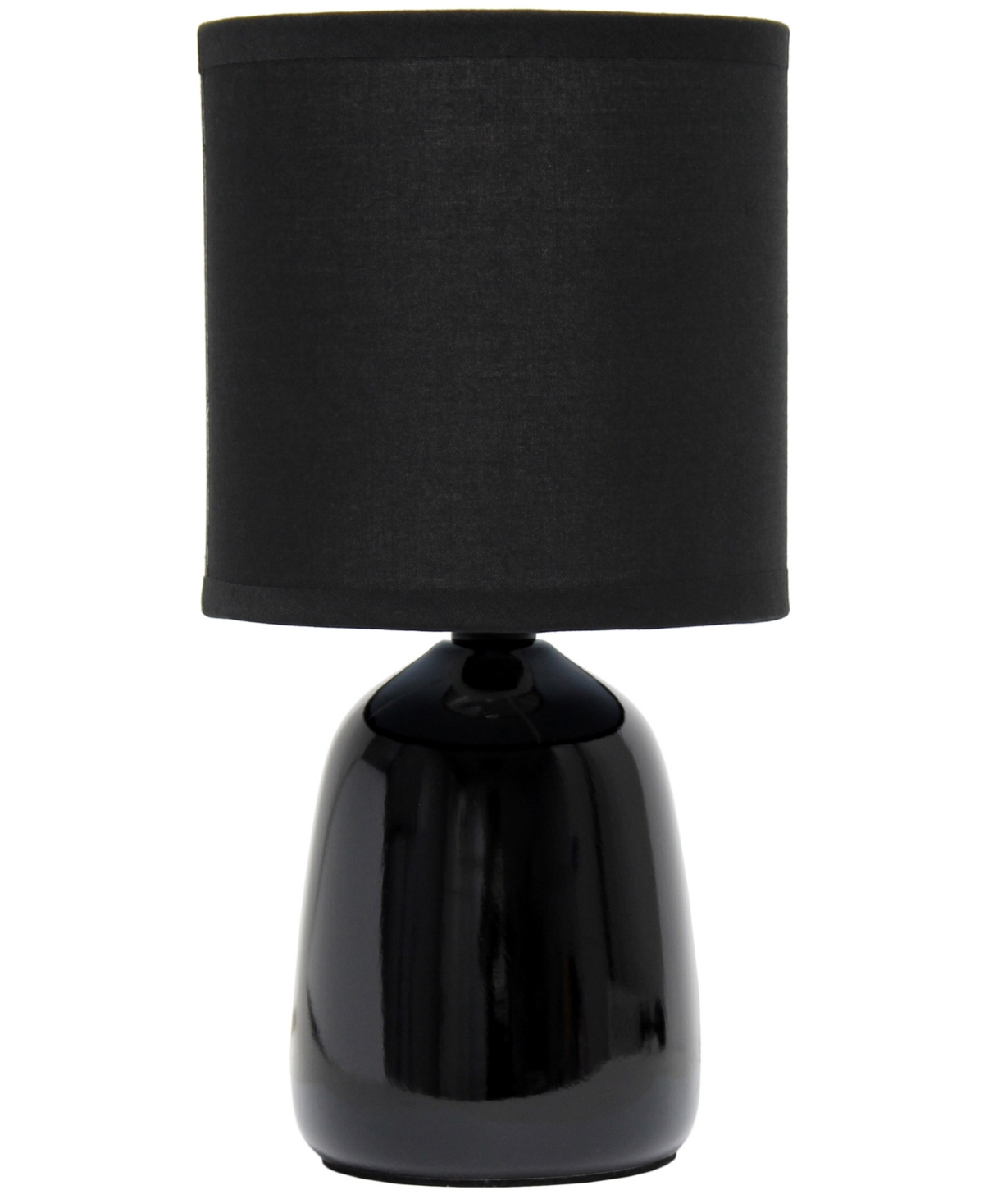 Shop Simple Designs 10.04" Tall Traditional Ceramic Thimble Base Bedside Table Desk Lamp With Matching Fabric Shade In Black