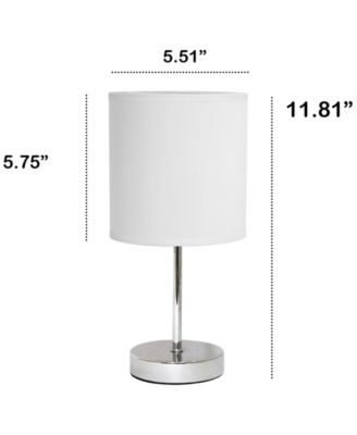 Nauru 11.81" Traditional Petite Metal Stick Bedside Table Desk Lamp in Chrome with Fabric Drum Shade
