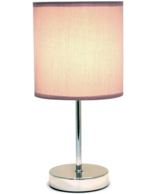Nauru 11.81" Traditional Petite Metal Stick Bedside Table Desk Lamp in Chrome with Fabric Drum Shade