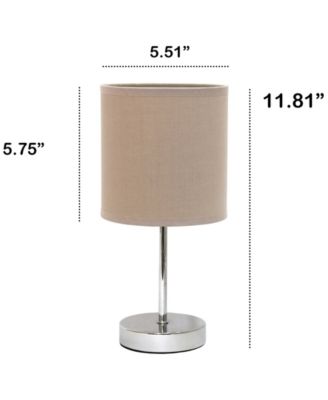 Nauru 11.81" Traditional Petite Metal Stick Bedside Table Desk Lamp in Chrome with Fabric Drum Shade