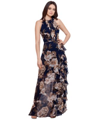 Betsy & Adam Petite Chiffon Floral-Print Ruffle Dress - Macy's