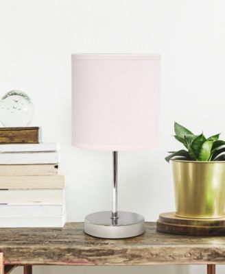 Nauru 11.81" Traditional Petite Metal Stick Bedside Table Desk Lamp in Chrome with Fabric Drum Shade