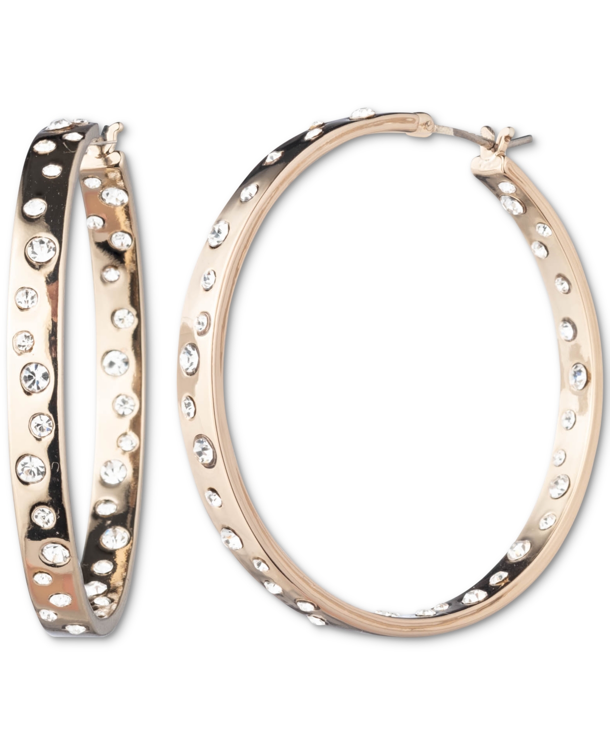Givenchy Gold-tone Crystal Scattered Medium Hoop Earrings, 1.3" In Metallic