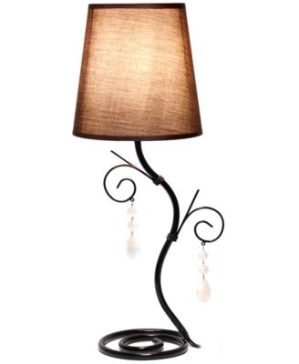 Priva 19" Contemporary Metal Winding Ivy Table Desk Lamp with Brown Fabric Shade 