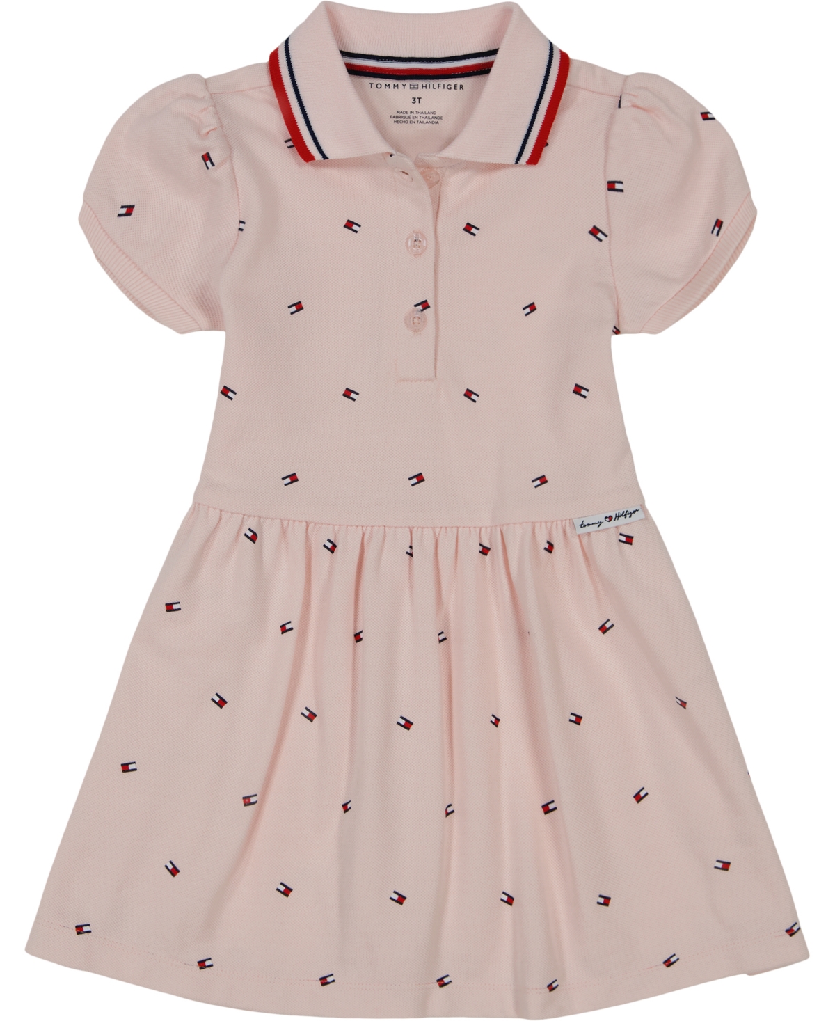 Shop Tommy Hilfiger Toddler Girls Pique Polo Logo-print Short Sleeve Dress In Assorted