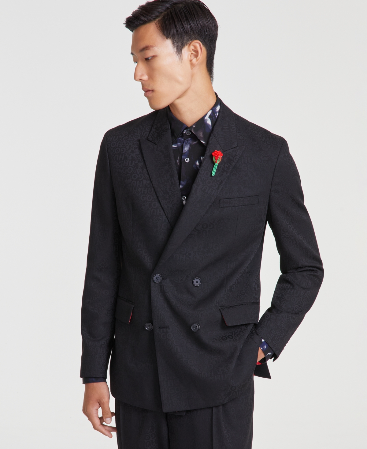 Hugo Boss Hugo by Hugo Boss Men s Modern Fit Double Breasted Suit Separate Jacket Black Smart Closet