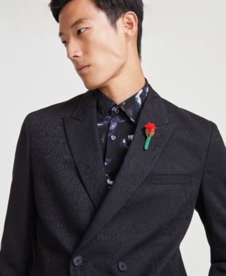 Hugo Boss Мужской двубортный костюм HUGO by Hugo Boss в современном стиле с принтом логотипа разделяющий 119390₽