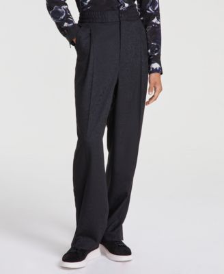 Men's Modern-Fit Logo-Print Pleated Suit Pants 
