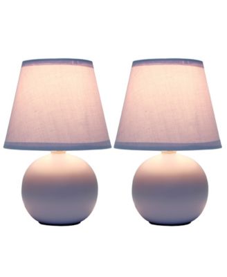 Nauru 8.66" Traditional Petite Ceramic Orb Bedside Table Desk Lamp Two Pack Set, Tapered Drum Fabric Shade 