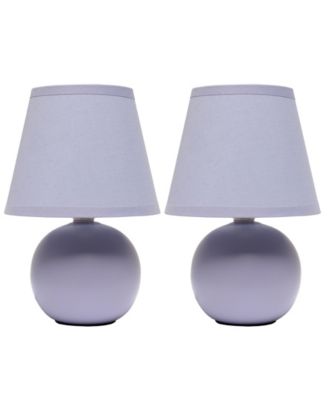 Nauru 8.66" Traditional Petite Ceramic Orb Bedside Table Desk Lamp Two Pack Set, Tapered Drum Fabric Shade 