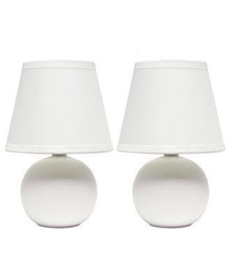 Nauru 8.66" Traditional Petite Ceramic Orb Bedside Table Desk Lamp Two Pack Set, Tapered Drum Fabric Shade 