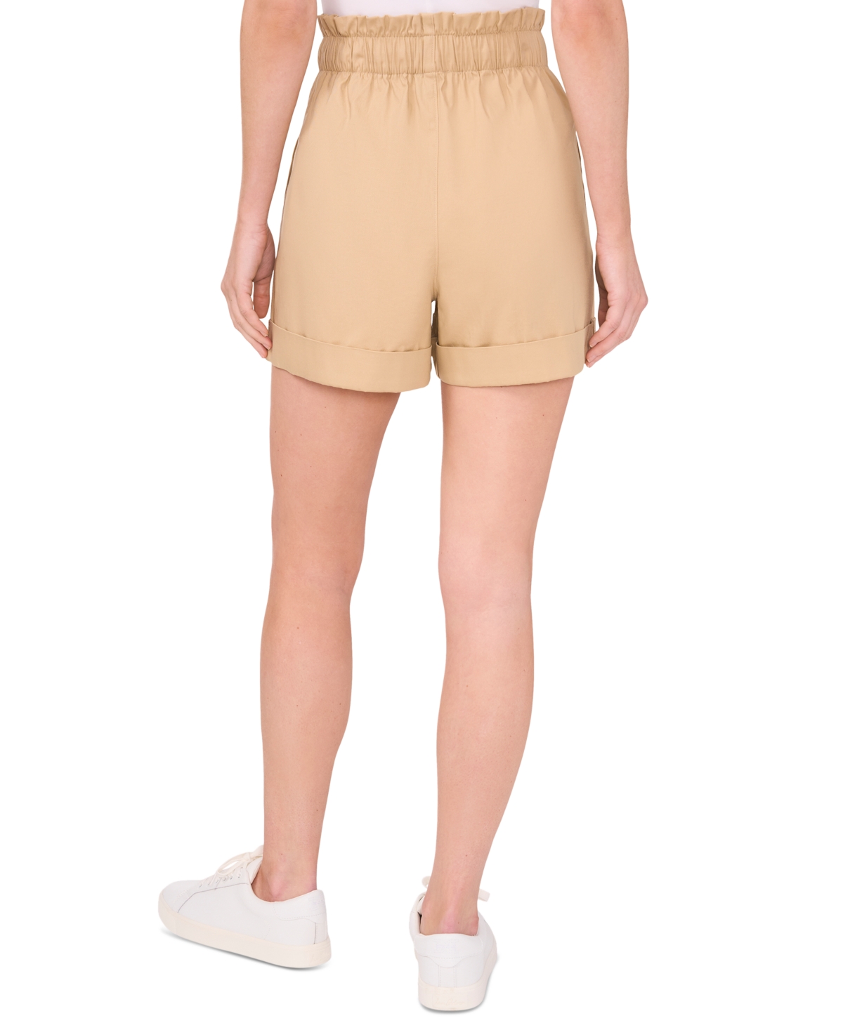 Shop Cece Women's Paperbag-waist Cuffed Shorts In Hazelnut
