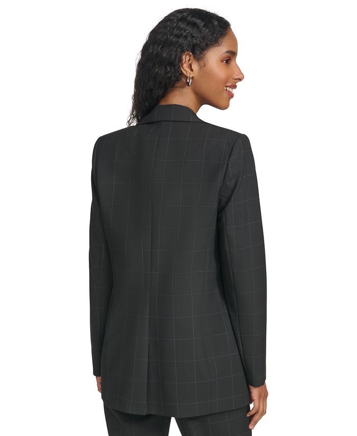 Calvin Klein Women's Windowpane Roll Tab Blazer Black Size 16 main image 1