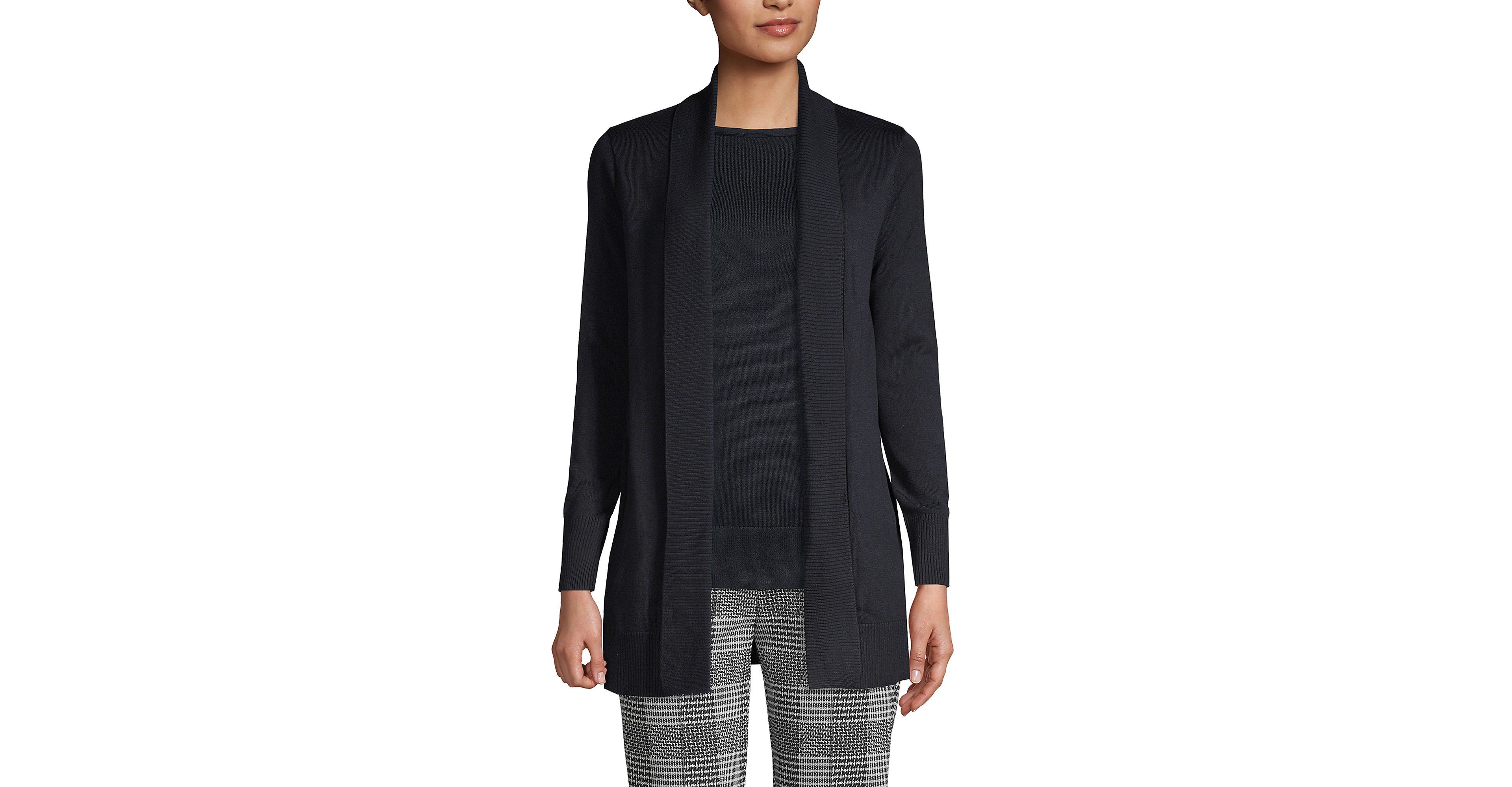 Lands End Womens Cotton Modal Shawl Collar Cardigan Sweater