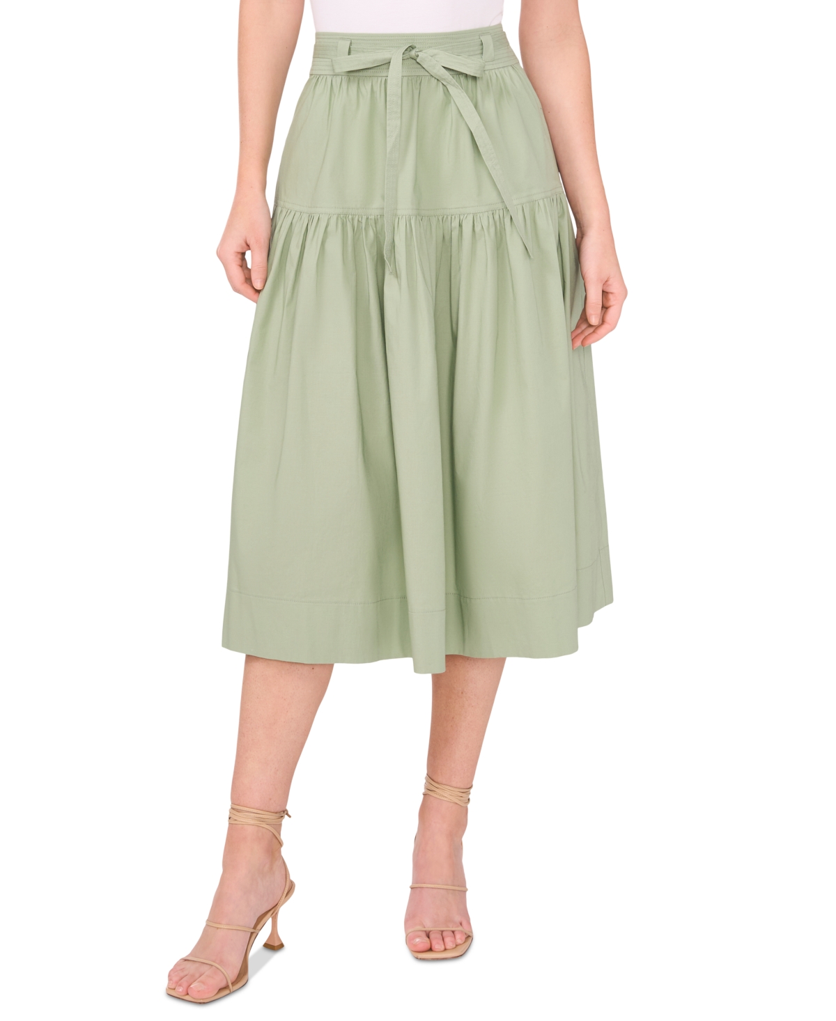 Cece Women's Tie-waist A-line Midi Skirt In Dusty Olive
