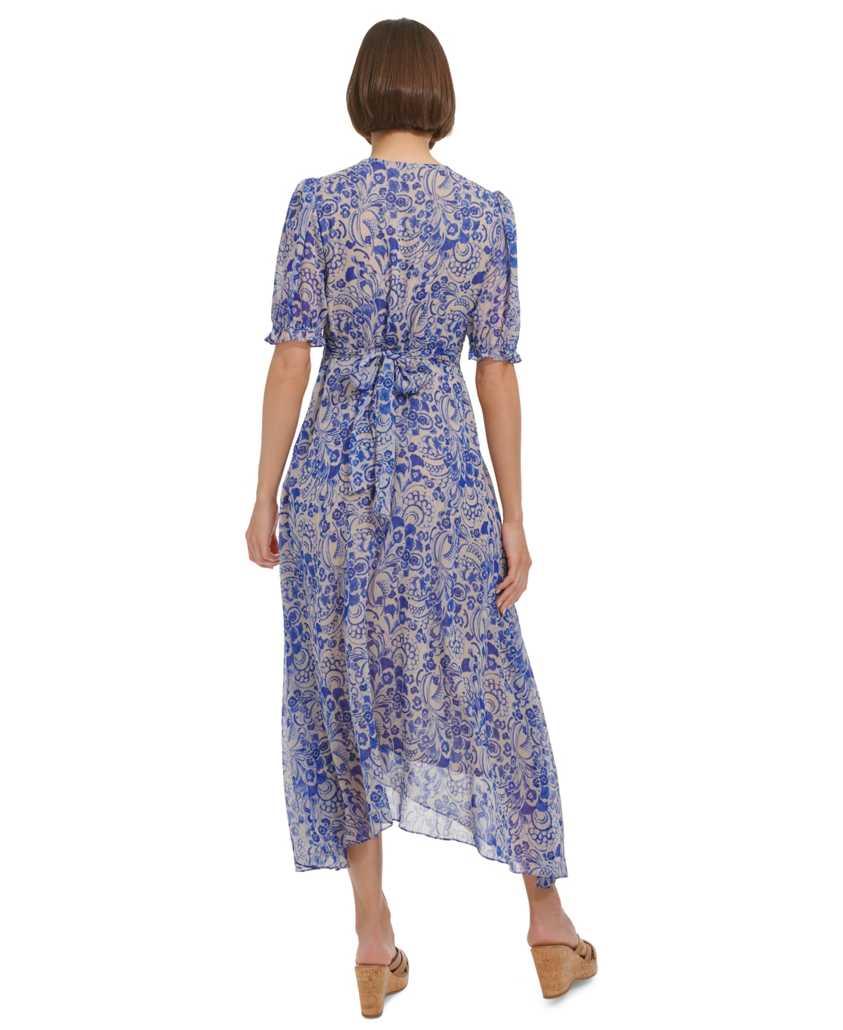 Shop Tommy Hilfiger Women's Printed High-low Midi Dress In Khaki,ampa