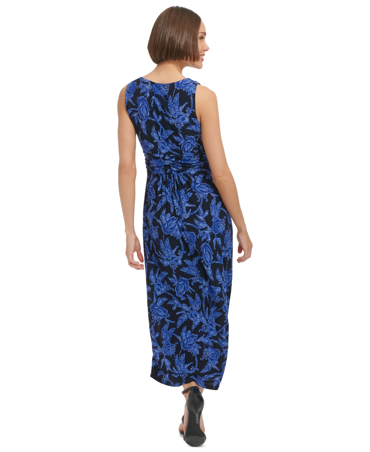 Shop Tommy Hilfiger Women's Printed Ruched Midi Dress In Sk Captn,a
