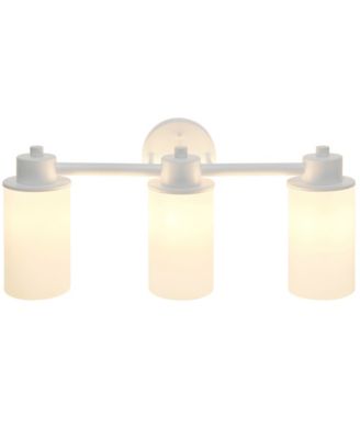 Essentix Contemporary Three Light Metal and Opaque White Glass Shade Vanity Uplight Downlight Wall Mounted Fixture 